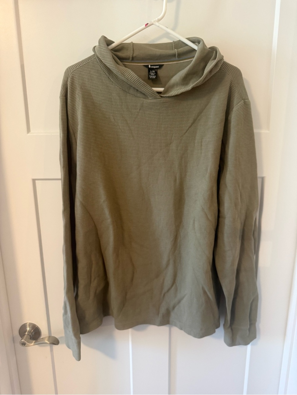 Cotopaxi Men's Olive Waffle-Knit Hooded Sweat shirt size large
